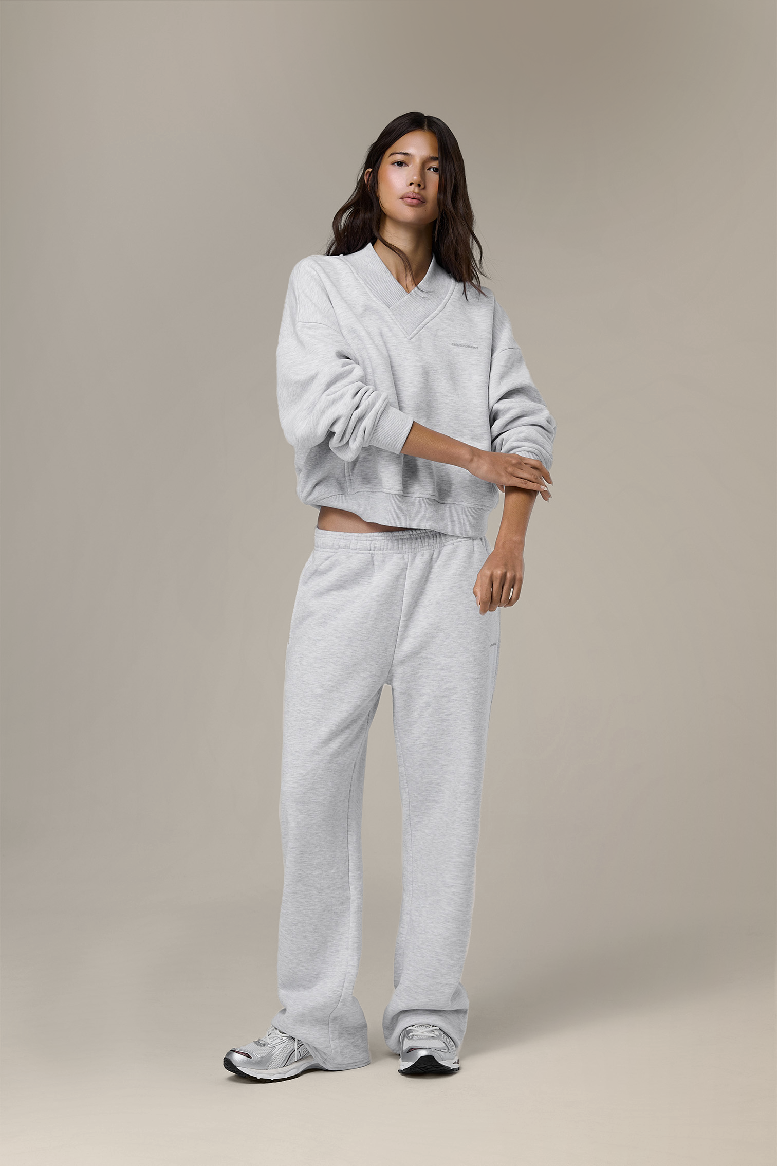 Trademark V Neck Shrunken Sweatshirt in Passive